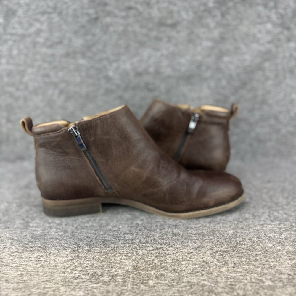 ✅Franco Sarto Boot Women's 9.5Keegan Brown Leather Double Side Zip Ankle Booties - Picture 9 of 10